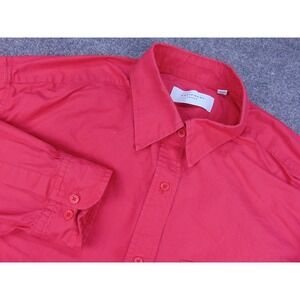 Equipment Femme Button Down Shirt Mens Large Red Solid Long Sleeve Classic